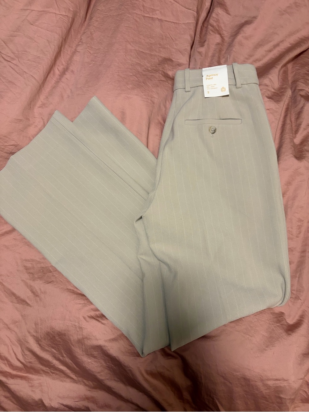 Men's Pinstripe Dress Pants in Light Gray